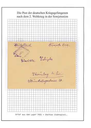 Kriegsgefangenenpost Jarzewo Lager 7401 Russland Brief nach Strausberg /Berlin