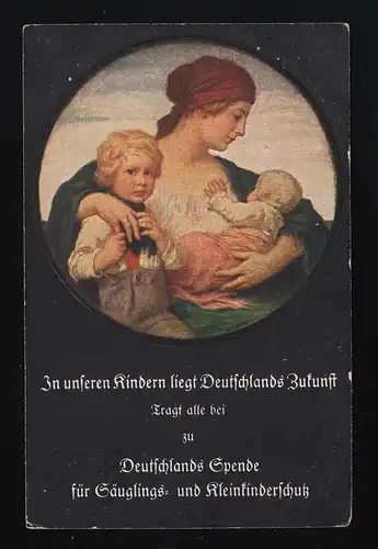 Mutter hält schützend Kinder im Arm, "Deutschlands Zukunft", Pirna 7.12.1918