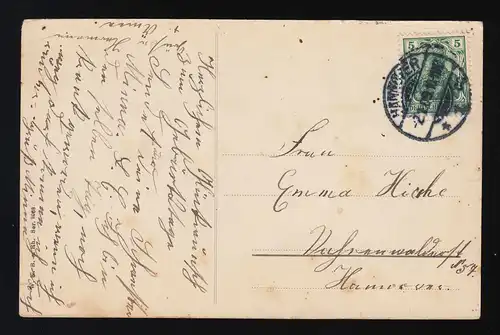 2 filles en robes blanches avec bouquets de roses, anniversaire, Hanovre 2.1.1909