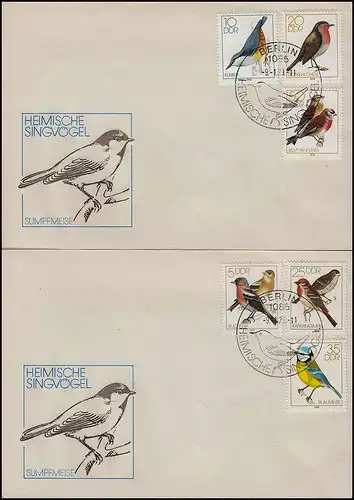 DDR 2388-2393 Heimische Singwali 1979 - Set sur 2 Bijoux-FDC ESSt Berlin