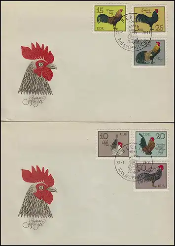 DDR 2394-2399 Geflügelrassen und Rassegeflügel 1979 - Satz auf FDC 1 und FDC 2