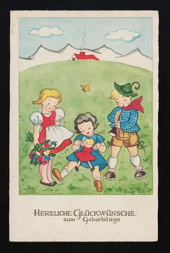 Enfants Pâte de fleurs Puppe Pomme, Anniversaire, Fête des enfants, Francfort /Main 29.8.41