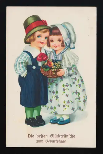 Enfants avec des couples Panier présent / Fruits, Félicitations Anniversaire Minden 12.11.28