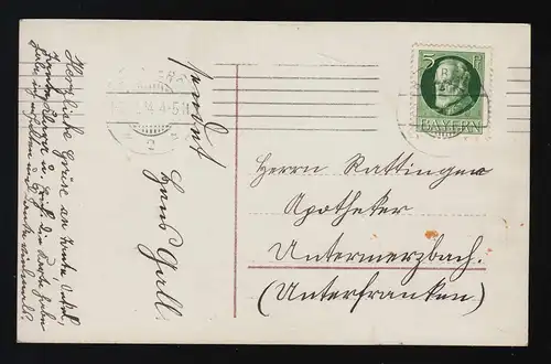 Kind Häkelmütze schiebt barfuß Blumenwagen Wünsche Geburtstag Bamberg 28.11.1914