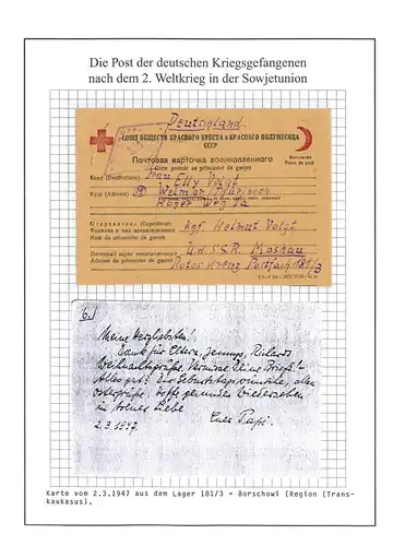 Poste prisonnier de guerre Carte Camp 181/3 Rustawi URSS vers Weimar du 2.3.47