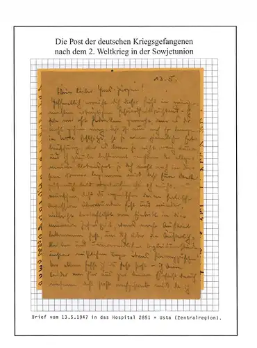 Poste de prisonniers de guerre Lettre à l'hôpital 2851 Usta URSS de Hambourg 13.5.1947