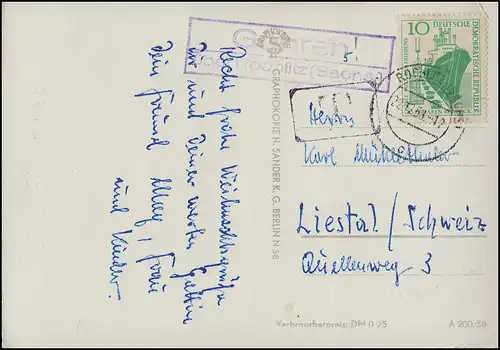 Landpost-Stempel Göhren über ROCHLITZ (SACHSEN) 22.12.58 auf AK Weihnachten