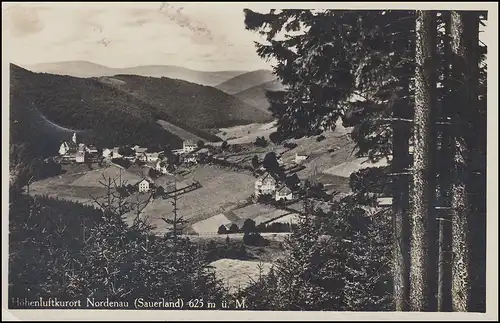 Landpost-Stempel Nordenau über SCHMALLENBERG (SAUERLAND) 26.6.36, passende AK