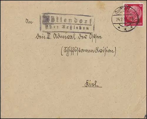 Landpost-Stempel Bottendorf über Roßleben, Brief 24.2.37 nach Kiel