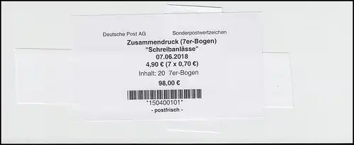 HBl. 53 Schreibanlässe - Banderole für 20 ungefaltete Heftchenblätter