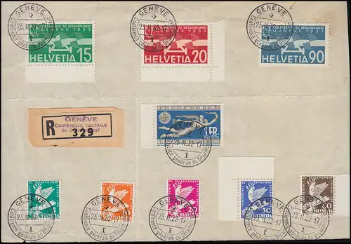 250-255 und 256-258 Abrüstungskonferenz auf Briefstück mit SSt GENF 23.11.32