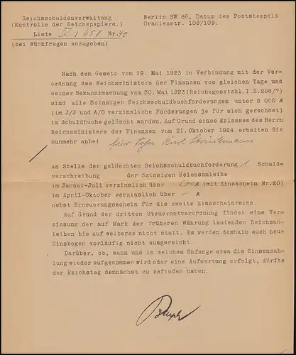 Libre par remplacement Reich BS Contrôle des documents de l'empire: Lettre de 5 documents
