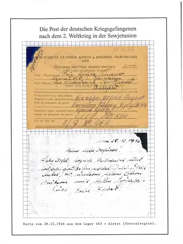 Poste de prisonniers de guerre Camp 463 Alathyr URSS vers Senne / Westphalie du 28.12.1946