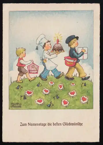 Kinder bringen Geschenke Herzblumen Kuchen Martha Wessels Namenstag Köln 20.1.42