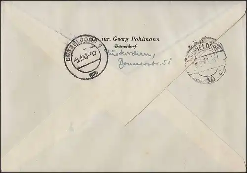 834+836+840 Wehrmacht 6+12+30 Pf sur lettre R EUSKIRCHEN 8.5.43 à Düsseldorf