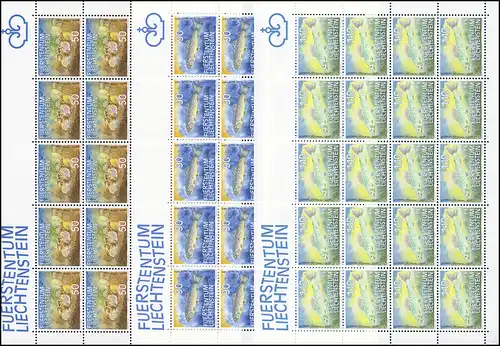 922-924 Fische - Groppe, Bachforelle, Äsche 1987, 3 Werte, Kleinbogen-Satz ** 