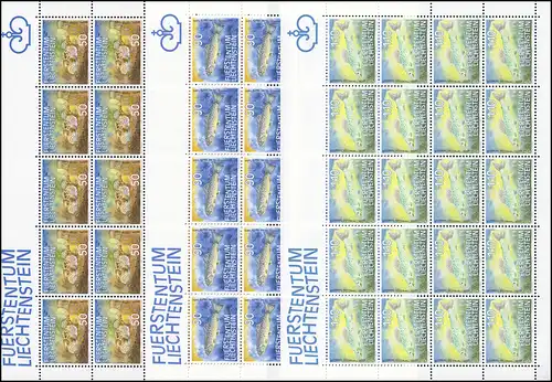 922-924 Fische - Groppe, Bachforelle, Äsche 1987, 3 Werte, Kleinbogen-Satz **