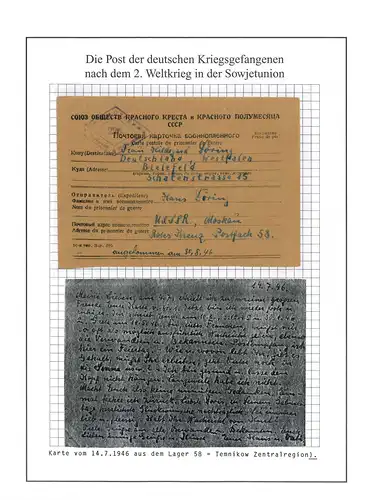 Poste prisonnier de guerre carte camp 58 Temnikov URSS vers Bielefeld 14.7.1946