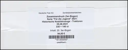 HBl. 57 Nutzfahrzeuge Traktoren - BANDEROLE für UNGEFALTETE Zusammendrucke