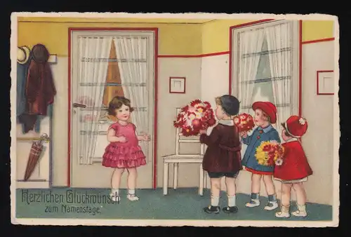 Fille reçoit l'équipe des enfants, félicitations, Félicitations, le jour de nom Gelsenkirchen 3.9.40