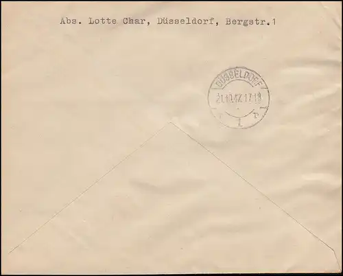 Communauté 965-666 Leipziger Messe d'automne sur la lettre R de l'endroit DÜSSELDORF 21.10.47