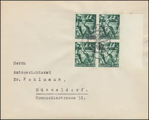 660 Machtergreifung: Viererblock auf Brief passender SSt LEIPZIG 30.1.38