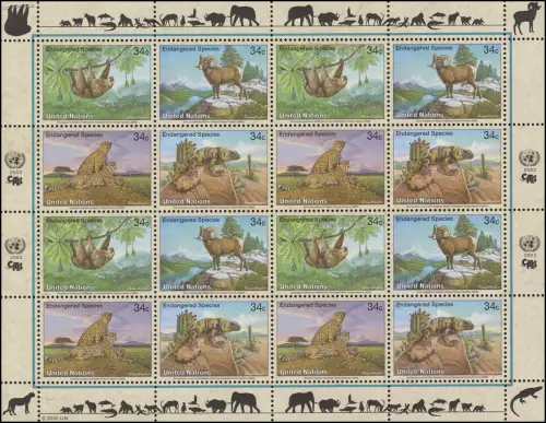 Nations unies New York 890-893 Espèces menacées X - Faune 2002, Bogen ZD **
