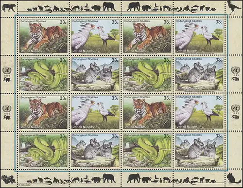 Nations unies New York 815-818 Espèces menacées VII - Faune 1999, Bogen ZD **