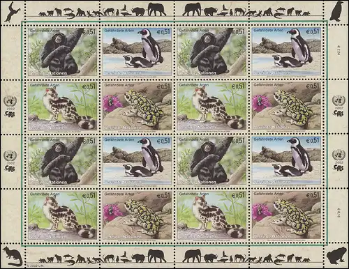 Nations unies Vienne 357-360 Espèces menacées X - Faune 2002, Bogen ZD **