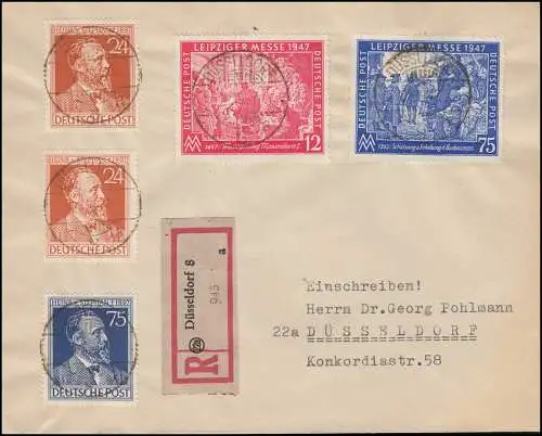 Communauté 963-964 Stephan et 965-666 Messe sur lettre R DÜSSELDORF 21.10.47