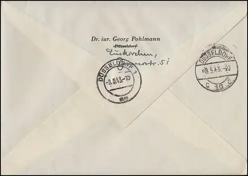 834+836+840 Wehrmacht 6+12+30 Pf. R-Brief EUSKIRCHEN 8.5.1943 nach Düsseldorf