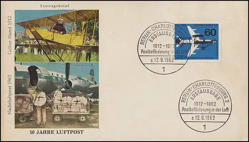 230 Transport par avion sur le FDC de bijoux ESSt BERLIN-CHARLOTENBURG 12.9.1962