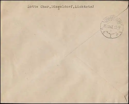 Gemeinschaft 963-964 Stephan mit 965-966 Messe auf R-Brief DÜSSELDORF 10.10.1947