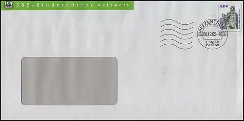 Enveloppe privée SOS Kinderdörfer: SWK Bach-Denkmal Leipzig BZ 30 - 00.12.05