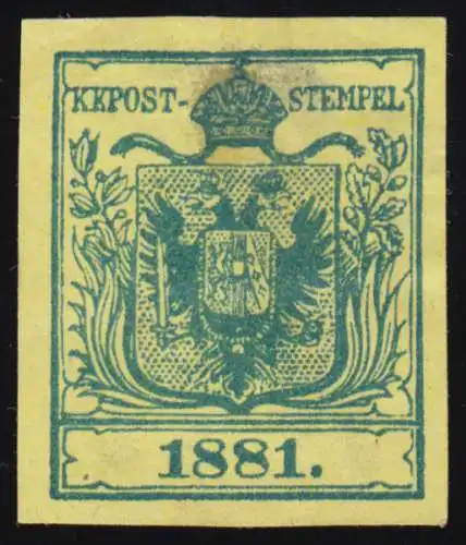Autriche Marque de la carte commémorative 1 Exposition Vienne - Nouvelle impression 1881, sans caoutchouc