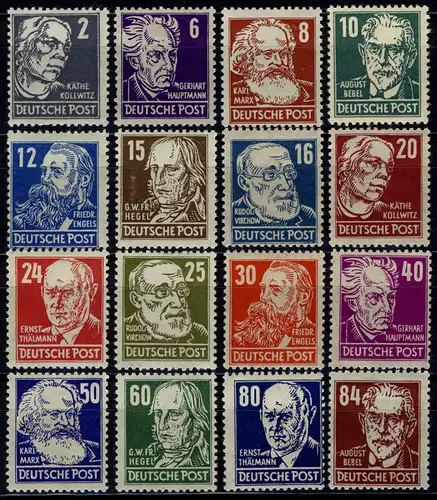 212-227 Persönlichkeiten 1948, Wz. 3, Satz **