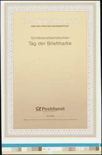 ETB 42/1991 Tag der Briefmarke: Übergröße ohne Marke/Stempel - mit Markierungen