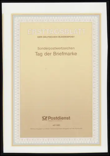 ETB 42/1991 Tag der Briefmarke: Übergröße / Verschnitt - ohne Marke und Stempel