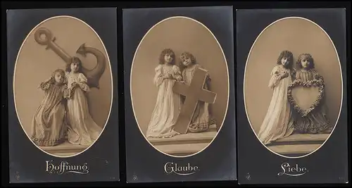 Photo AK Ensemble d'amour Foi espoir, enfants avec des symboles, NBG n ° 1161, inutilisé