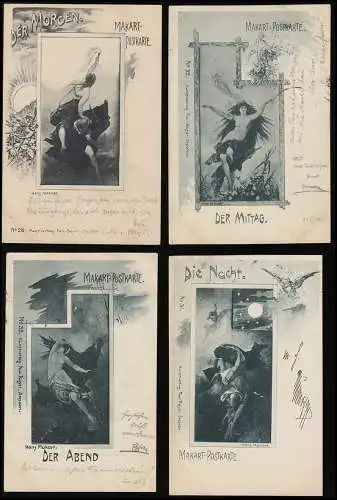 Set 28-33 Demain /Midi /Nuit Hans Makart Verlag Paul Bayer gel 1898
