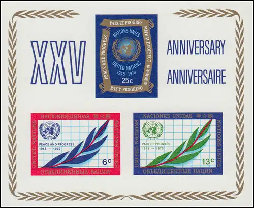 Nations Unies, bloc 5 de l'ONU 25 ans, Nations unies (ONU) 1970 , **