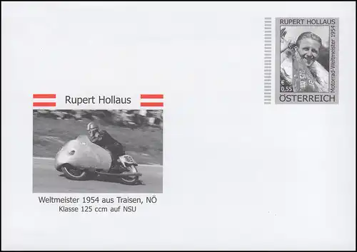 Autriche U 116 champion du monde de moto Rupert Hollaus, **