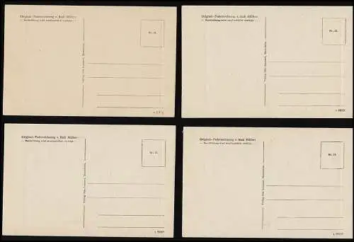 AK Set 4 saisons dessin de ressort. Rudi Müller, maison d'édition Otto Lommmel, non utilisé