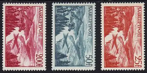 252-254 timbres aériens de Sarre 1948 - phrase **