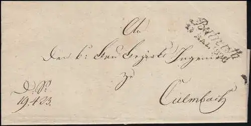 Bavière Vorphilatelie 1828: Lettre de Baireuth 13 mai 1829 à Culmbach