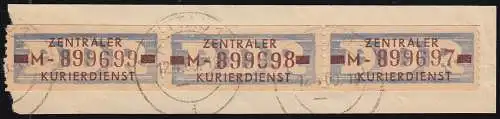 20-MII ZKD-Dienstpost 10 Pf als Dreierstreifen auf Briefstück ZITTAU 1 - 12.4.60