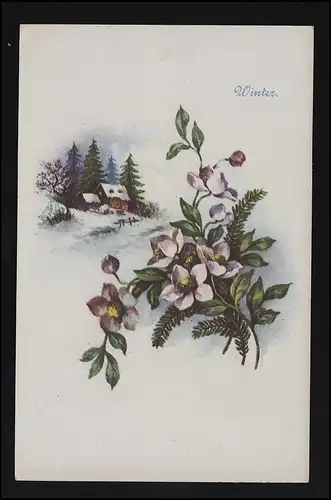 No. 1713/4  "Winter" Blüten & Reisig vor Bauernhaus im Schnee, ungebraucht