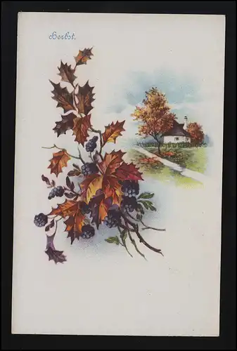 No. 1713/3 "Herbst" buntes Laub & Beeren, vor Bauernhaus mit Baum, ungebraucht