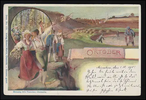 Octobre, No.110, Fête de la moisson, Fermier Fischer Editeur R. Martin Munich 1.10.01