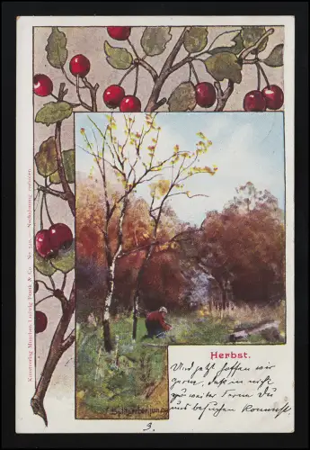 Automne, Fritz Splitgerber, Verl. Kunstverl Ludwig Franck, No. 542, Cöln 3.4.1900